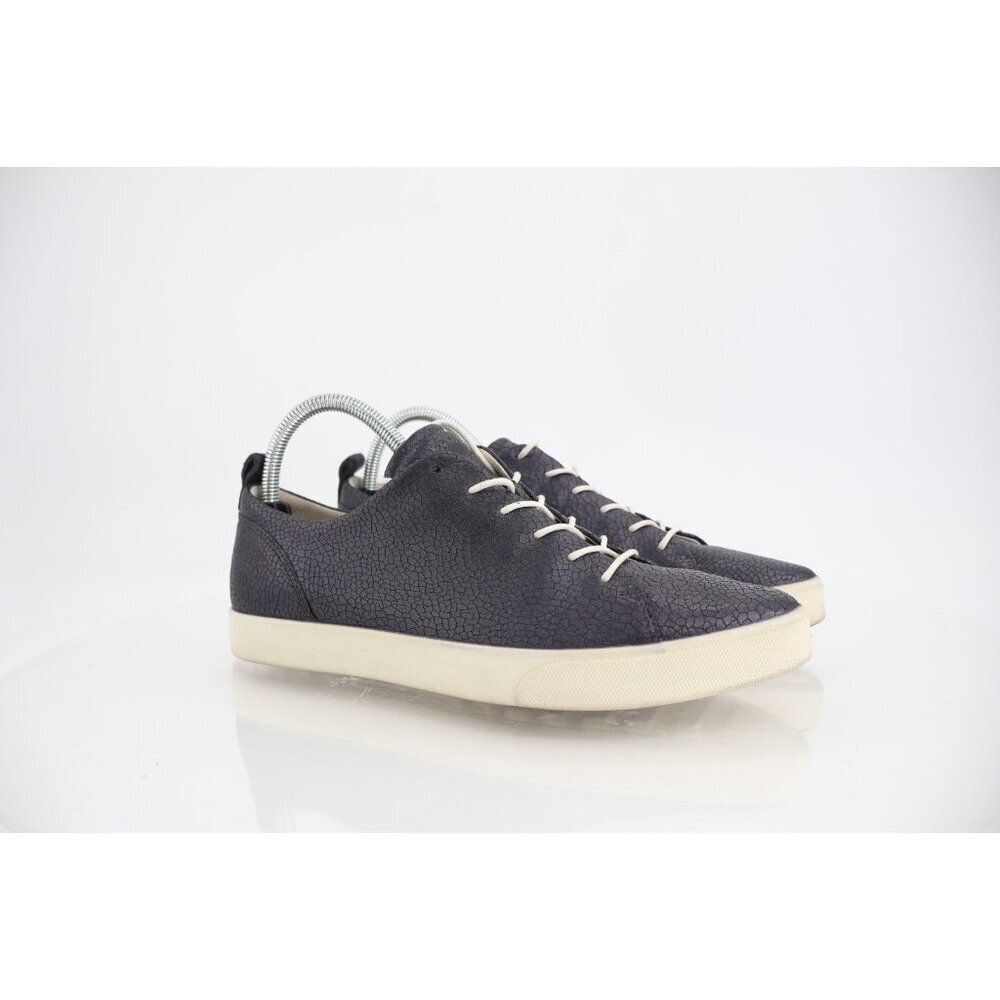 Ecco Women's Soft Sneaker Size 9 Casual Shoe Textured Blue Leather Crackle